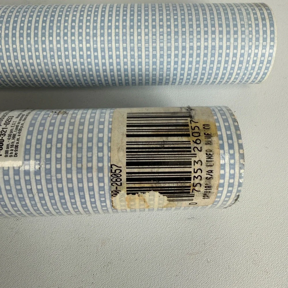 Vintage Duck Brand Self Adhesive Easy Liner BLUE STRIPE CHECK 90s Kitchen Drawer